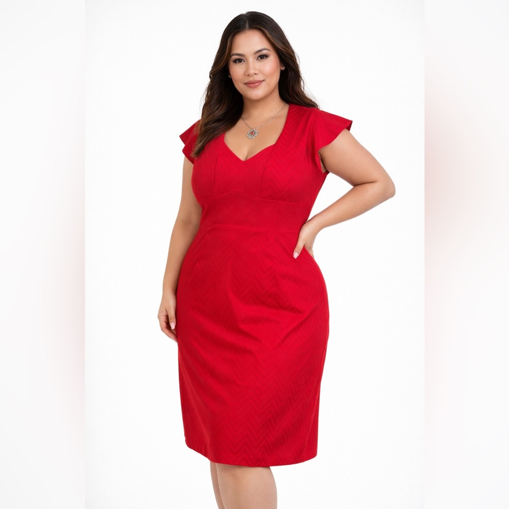 Evan Picone Garden of Eden Vintage Sheath Cocktail Dress Red Size 14